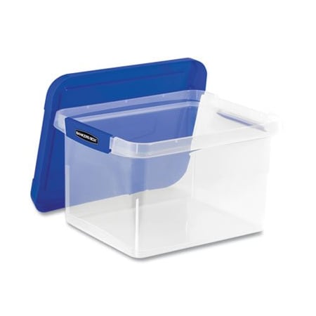 Fellowes Storage Case, 14.2in W, 17.4in D, 10.6in H, Lid Lock Closure, Clear 0086202